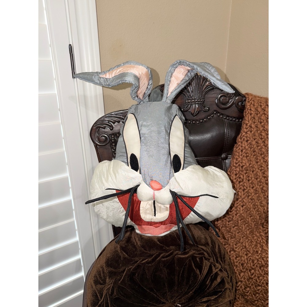 Vintage Bugs Bunny Looney Tunes Plush Pillow Head Large 24 Inch Decorative Toy